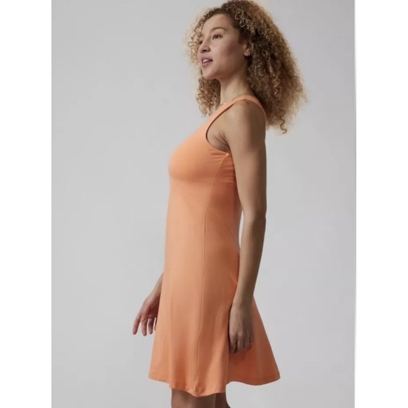Athleta Santorini Thera Dress Cactus Peach Sleeveless Racerback Midi Size L - Picture 2 of 8